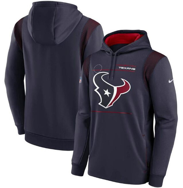 Men's Houston Texans 2021 Navy Sideline Logo Performance Pullover Hoodie Men's Houston Texans 2021 Navy Sideline Logo Performance Pullover Hoodie