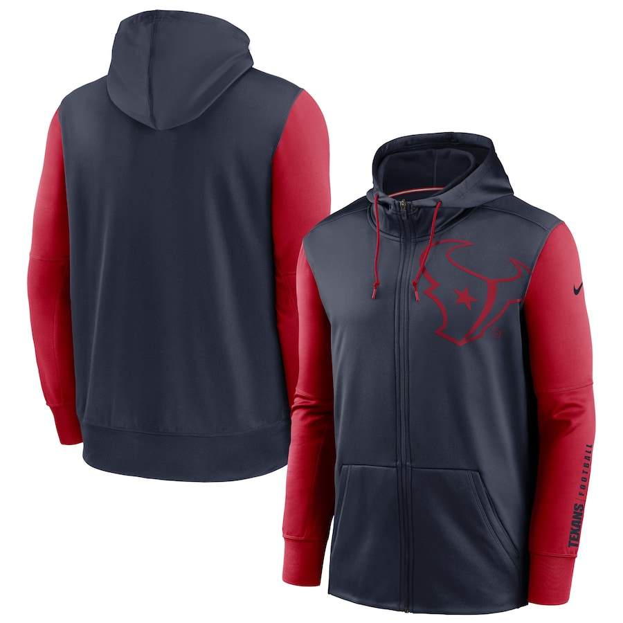 Houston Texans Navy Red Fan Gear Mascot Performance Full-Zip Hoodie Houston Texans Navy Red Fan Gear Mascot Performance Full-Zip Hoodie