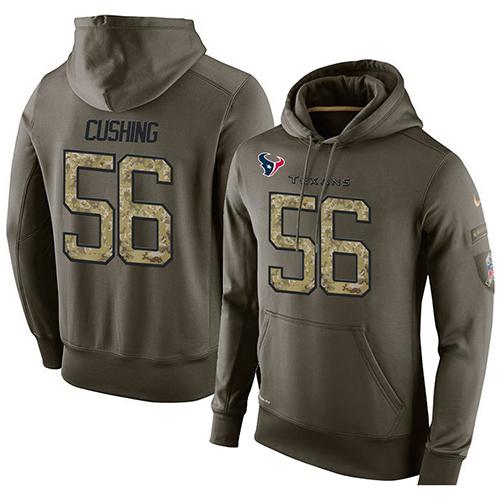 NFL Men's Nike Houston Texans #56 Brian Cushing Stitched Green Olive Salute To Service KO Performance Hoodie NFL Men's Nike Houston Texans #56 Brian Cushing Stitched Green Olive Salute To Service KO Performance Hoodie