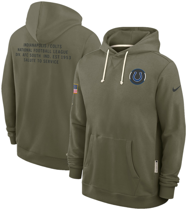 Men's Indianapolis Colts Olive 2025 Salute to Service Pullover Hoodie Men's Indianapolis Colts Olive 2025 Salute to Service Pullover Hoodie