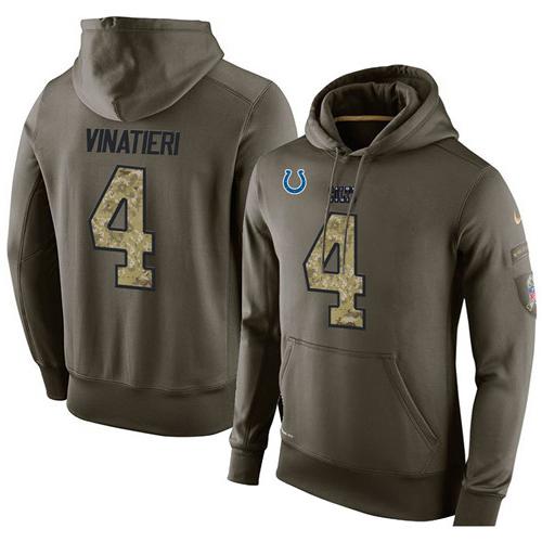 NFL Men's Nike Indianapolis Colts #4 Adam Vinatieri Stitched Green Olive Salute To Service KO Performance Hoodie NFL Men's Nike Indianapolis Colts #4 Adam Vinatieri Stitched Green Olive Salute To Service KO Performance Hoodie