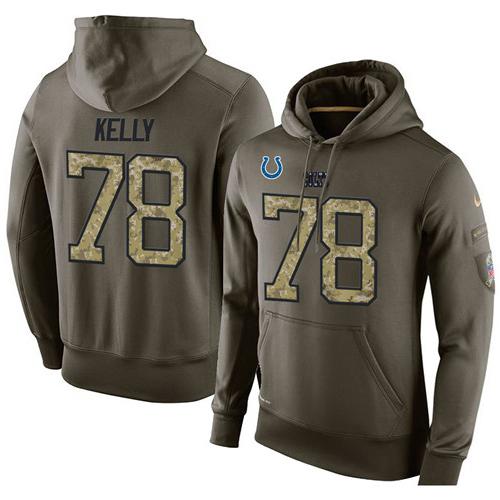 NFL Men's Nike Indianapolis Colts #78 Ryan Kelly Stitched Green Olive Salute To Service KO Performance Hoodie NFL Men's Nike Indianapolis Colts #78 Ryan Kelly Stitched Green Olive Salute To Service KO Performance Hoodie