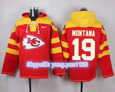 Nike Chiefs #19 Joe Montana Red Player Pullover NFL Hoodie
