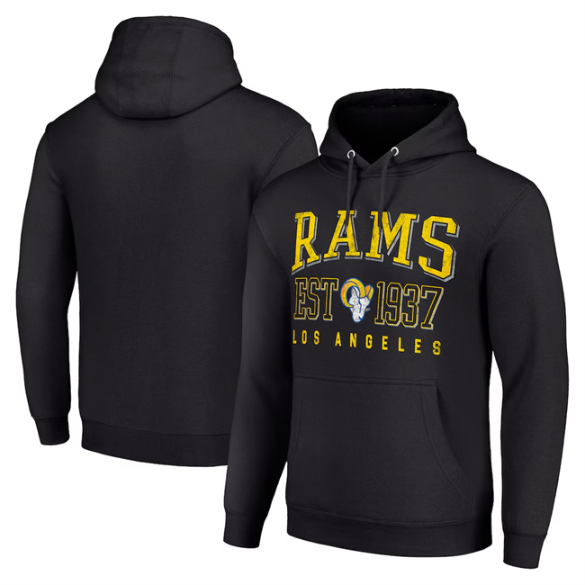 Men's Los Angeles Rams Black Throwback Logo Pullover Hoodie Men's Los Angeles Rams Black Throwback Logo Pullover Hoodie
