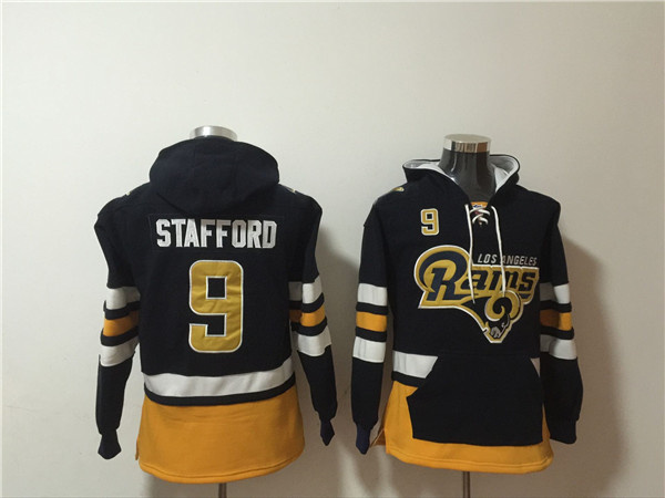 Men's Los Angeles Rams #9 Matthew Stafford Black Ageless Must-Have Lace-Up Pullover Hoodie Men's Los Angeles Rams #9 Matthew Stafford Black Ageless Must-Have Lace-Up Pullover Hoodie