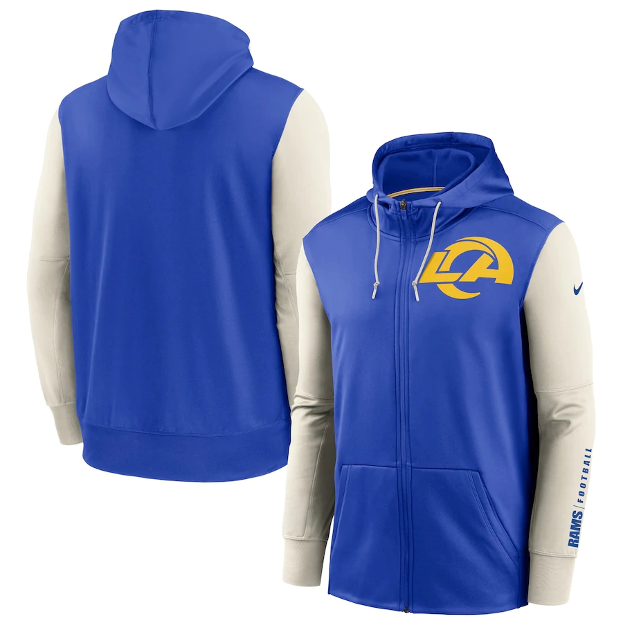 Los Angeles Rams Royal Bone Fan Gear Mascot Performance Full-Zip Hoodie Los Angeles Rams Royal Bone Fan Gear Mascot Performance Full-Zip Hoodie