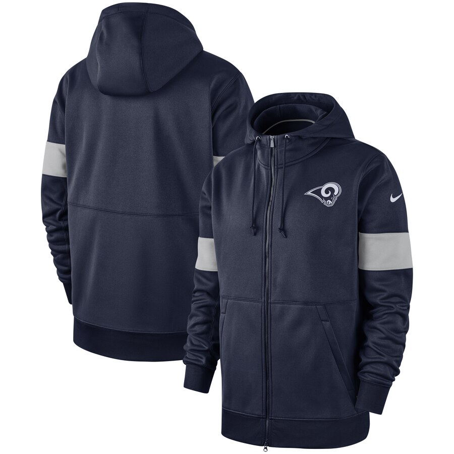 Los Angeles Rams Nike Sideline Performance Full Zip Hoodie Navy Los Angeles Rams Nike Sideline Performance Full Zip Hoodie Navy