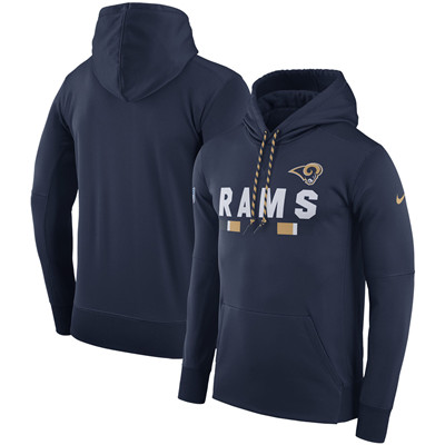Men's Los Angeles Rams Nike Navy Sideline Team Name Performance Pullover Hoodie Men's Los Angeles Rams Nike Navy Sideline Team Name Performance Pullover Hoodie