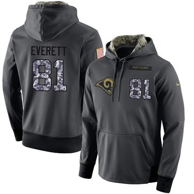 Nike Rams #81 Gerald Everett Stitched Black Men's Anthracite Salute to Service Player Performance Hoodie