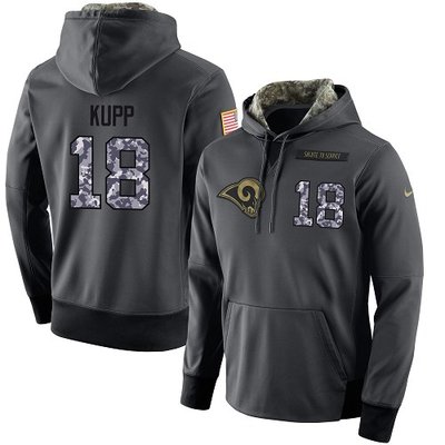 Nike Rams #18 Cooper Kupp Stitched Black Men's Anthracite Salute to Service Player Performance Hoodie