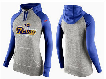 Women Nike Los Angeles RamsPerformance Hoodie Grey & Blue_1