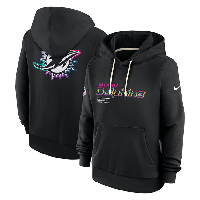 Women's Miami Dolphins Black 2025 Crucial Catch Club Pullover Hoodie(Run Small) Women's Miami Dolphins Black 2025 Crucial Catch Club Pullover Hoodie(Run Small)