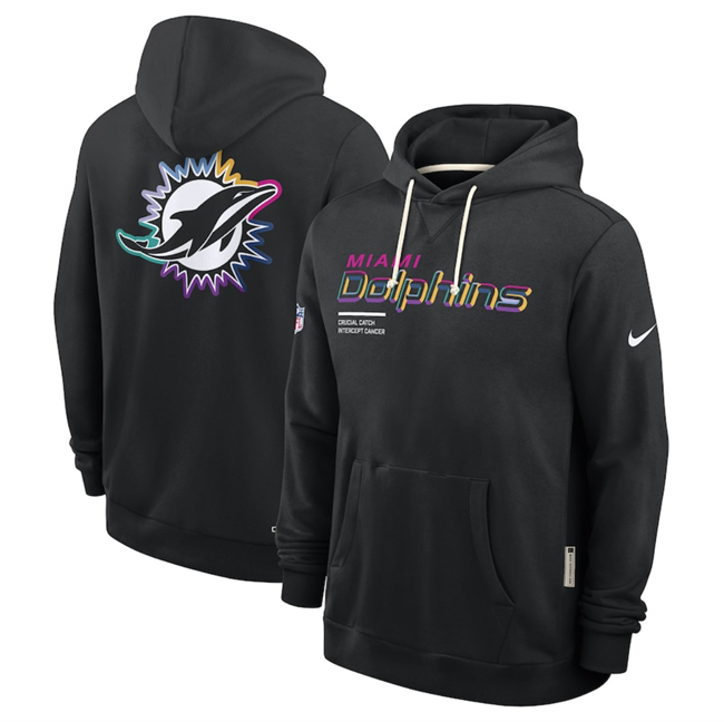Men's Miami Dolphins Black 2025 Crucial Catch Club Pullover Hoodie Men's Miami Dolphins Black 2025 Crucial Catch Club Pullover Hoodie