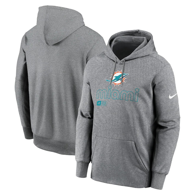 Men's Miami Dolphins Grey Performance Pullover Hoodie Men's Miami Dolphins Grey Performance Pullover Hoodie