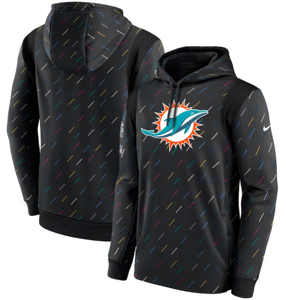Men's Miami Dolphins 2021 Charcoal Crucial Catch Therma Pullover Hoodie Men's Miami Dolphins 2021 Charcoal Crucial Catch Therma Pullover Hoodie