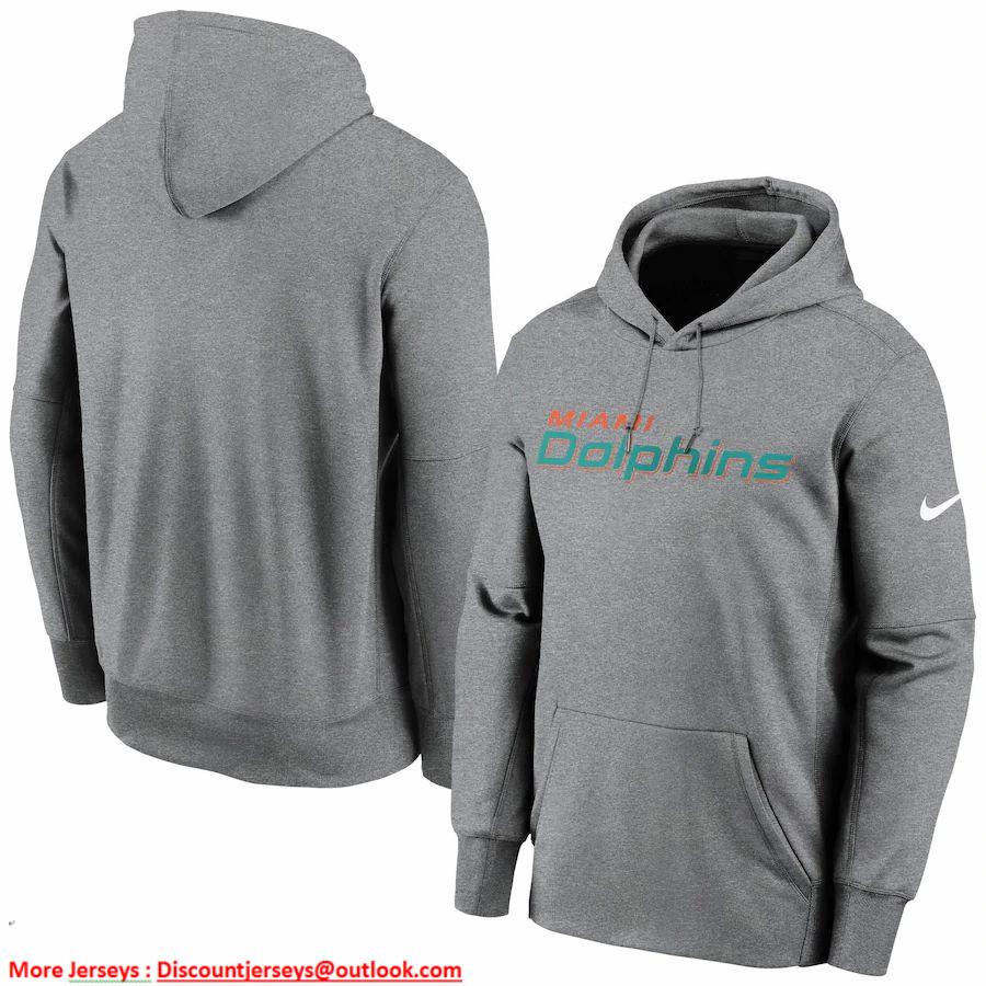 Miami Dolphins Nike Fan Gear Wordmark Performance Pullover Hoodie Heathered Charcoal