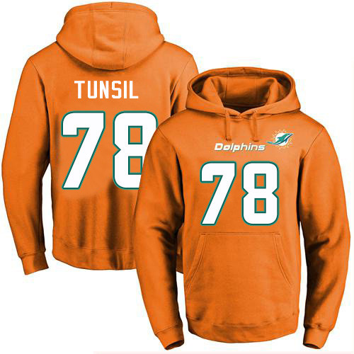 Dolphins #78 Laremy Tunsil Orange Name & Number Pullover Football Hoodie Dolphins #78 Laremy Tunsil Orange Name & Number Pullover Football Hoodie