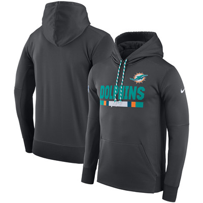 Men's Miami Dolphins Nike Charcoal Sideline Team Name Performance Pullover Hoodie Men's Miami Dolphins Nike Charcoal Sideline Team Name Performance Pullover Hoodie