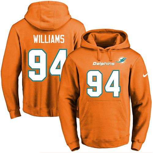 Nike Dolphins #94 Mario Williams Orange Name & Number Pullover NFL Hoodie Nike Dolphins #94 Mario Williams Orange Name & Number Pullover NFL Hoodie