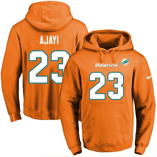 Nike Dolphins #23 Jay Ajayi Orange Name & Number Pullover NFL Hoodie Nike Dolphins #23 Jay Ajayi Orange Name & Number Pullover NFL Hoodie
