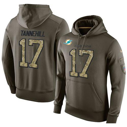 NFL Men's Nike Miami Dolphins #17 Ryan Tannehill Stitched Green Olive Salute To Service KO Performance Hoodie NFL Men's Nike Miami Dolphins #17 Ryan Tannehill Stitched Green Olive Salute To Service KO Performance Hoodie
