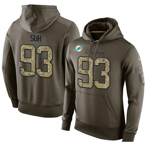 NFL Men's Nike Miami Dolphins #93 Ndamukong Suh Stitched Green Olive Salute To Service KO Performance Hoodie NFL Men's Nike Miami Dolphins #93 Ndamukong Suh Stitched Green Olive Salute To Service KO Performance Hoodie