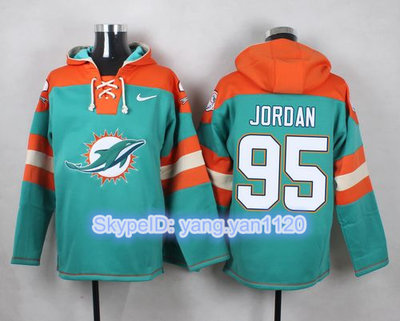 Nike Dolphins #95 Dion Jordan Aqua Green Player Pullover NFL Hoodie