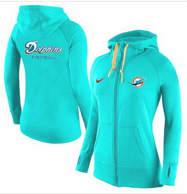 Women Nike Miami Dolphins Full-Zip Performance Hoodie Green Women Nike Miami Dolphins Full-Zip Performance Hoodie Green
