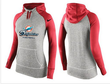 Women Nike Miami Dolphins Performance Hoodie Grey & Red Women Nike Miami Dolphins Performance Hoodie Grey & Red