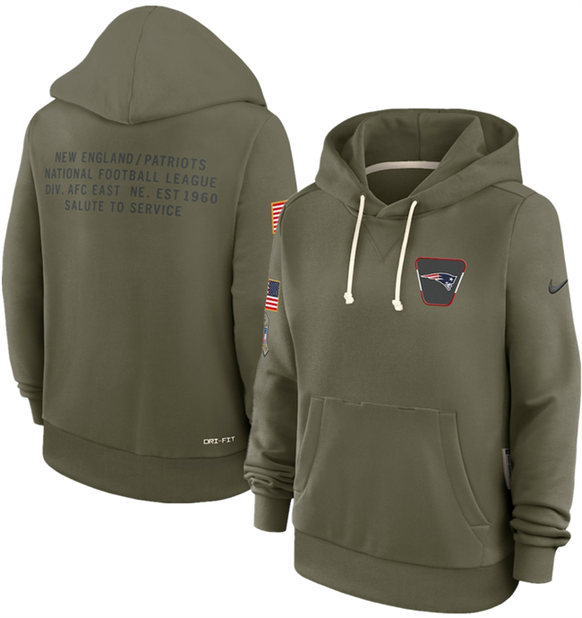 Women's New England Patriots Olive 2025 Salute to Service Sideline Standard Issue Dri-FIT Hoodie(Run Small) Women's New England Patriots Olive 2025 Salute to Service Sideline Standard Issue Dri-FIT Hoodie(Run Small)