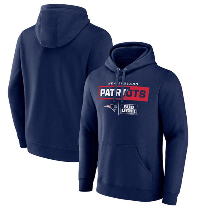 Men's New England Patriots Navy X Bud Light Pullover Hoodie Men's New England Patriots Navy X Bud Light Pullover Hoodie