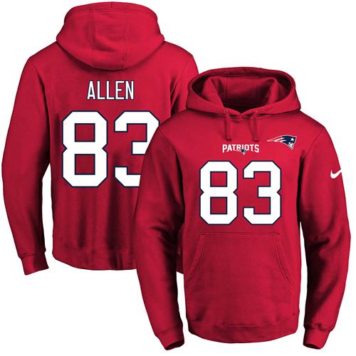 Nike Patriots #83 Dwayne Allen Red Name & Number Pullover NFL Hoodie Nike Patriots #83 Dwayne Allen Red Name & Number Pullover NFL Hoodie