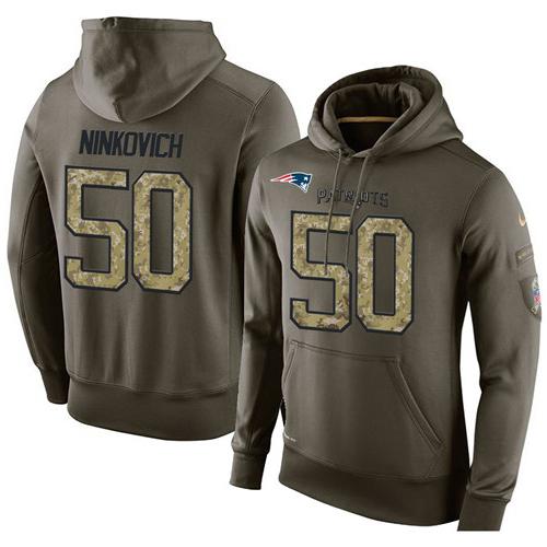 NFL Men's Nike New England Patriots #50 Rob Ninkovich Stitched Green Olive Salute To Service KO Performance Hoodie NFL Men's Nike New England Patriots #50 Rob Ninkovich Stitched Green Olive Salute To Service KO Performance Hoodie