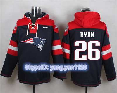 Nike Patriots #26 Logan Ryan Navy Blue Player Pullover NFL Hoodie