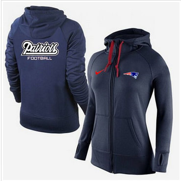 Women Nike New England Patriots Full-Zip Performance Hoodie Dark Blue Women Nike New England Patriots Full-Zip Performance Hoodie Dark Blue