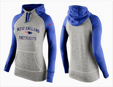 Women Nike New England Patriots Performance Hoodie Grey & Blue Women Nike New England Patriots Performance Hoodie Grey & Blue