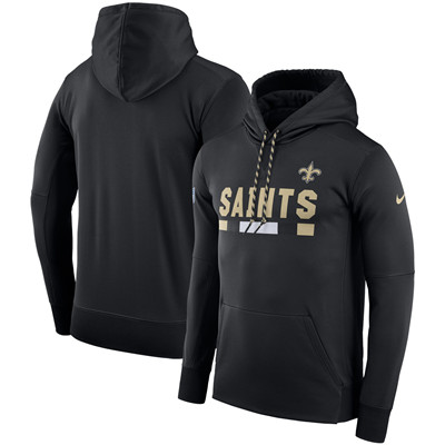 Men's New Orleans Saints Nike Black Sideline Team Name Performance Pullover Hoodie Men's New Orleans Saints Nike Black Sideline Team Name Performance Pullover Hoodie