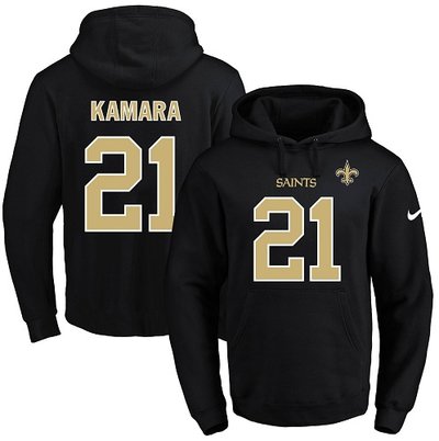 Nike Saints #21 Alvin Kamara Black Men's Name & Number Pullover NFL Hoodie Nike Saints #21 Alvin Kamara Black Men's Name & Number Pullover NFL Hoodie