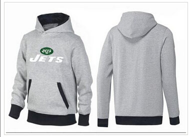 New York Jets Authentic Logo Pullover Hoodie Grey & Black