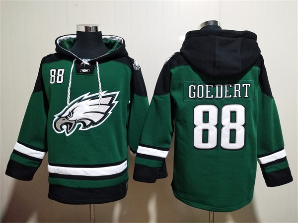 Men's Philadelphia Eagles #88 Dallas Goedert Green Lace-Up Pullover Hoodie Men's Philadelphia Eagles #88 Dallas Goedert Green Lace-Up Pullover Hoodie