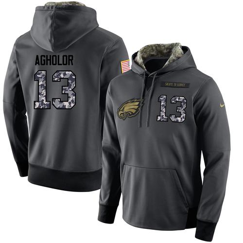 NFL Men's Nike Philadelphia Eagles #13 Nelson Agholor Stitched Black Anthracite Salute to Service Player Performance Hoodie NFL Men's Nike Philadelphia Eagles #13 Nelson Agholor Stitched Black Anthracite Salute to Service Player Performance Hoodie