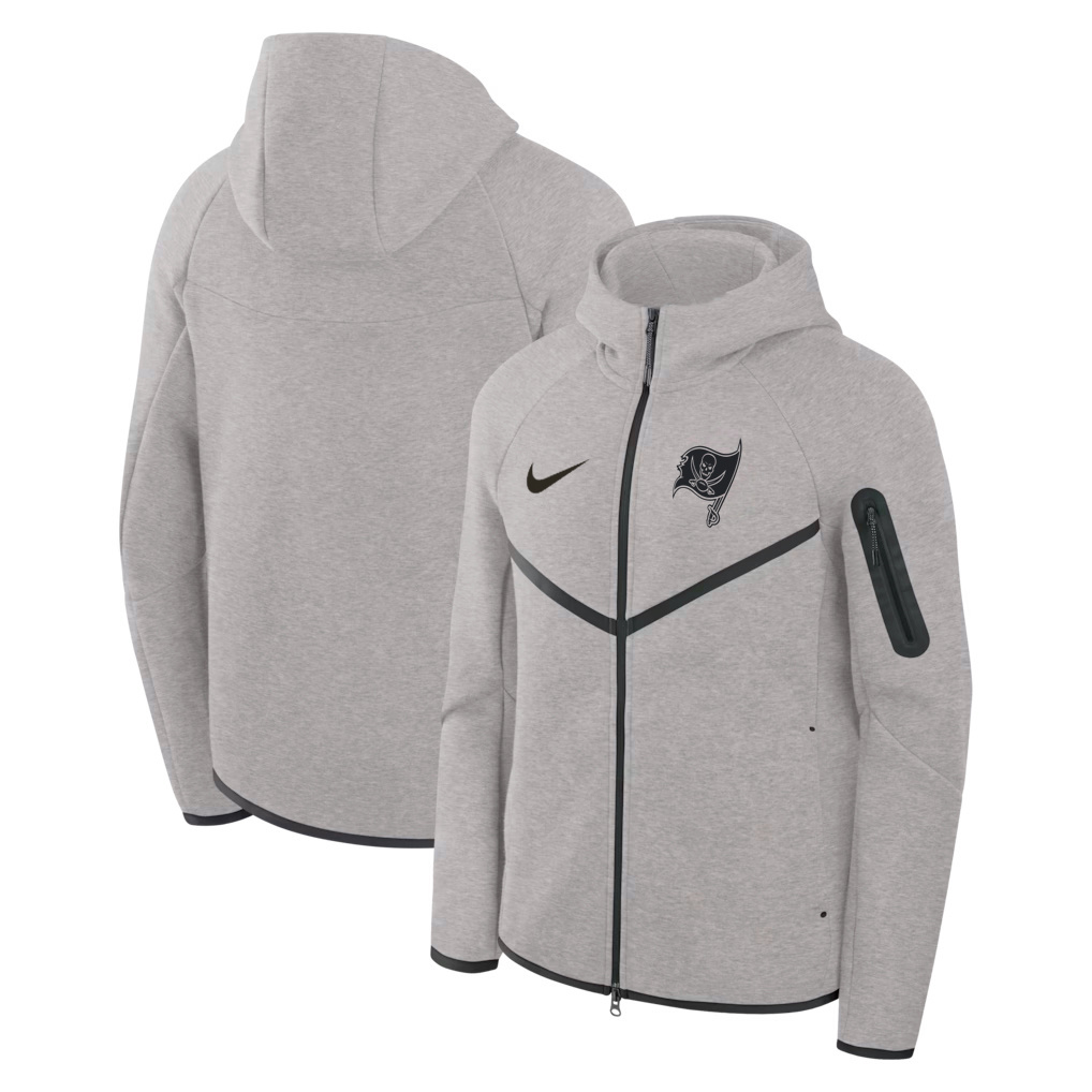 Men's Tampa Bay Buccaneers Grey Tech Fleece Windrunner Full-Zip Hoodie Men's Tampa Bay Buccaneers Grey Tech Fleece Windrunner Full-Zip Hoodie