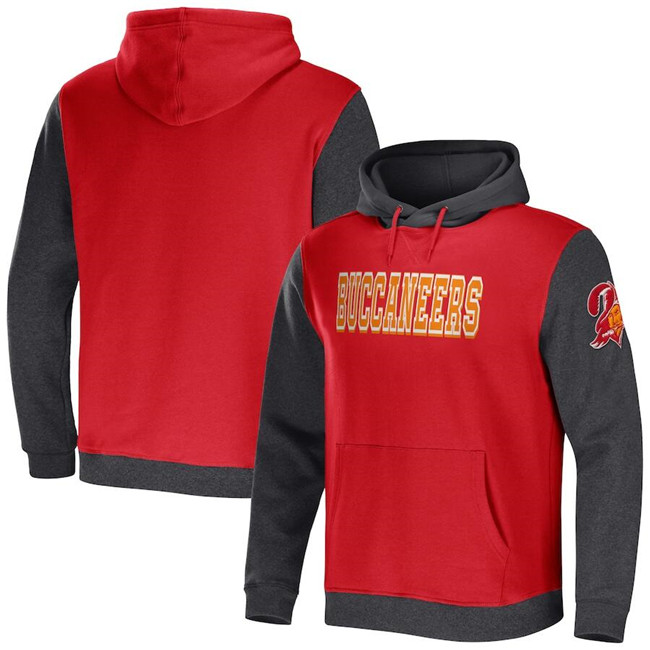 Men's Tampa Bay Buccaneers X Darius Rucker Collection Red Charcoal Colorblock Pullover Hoodie Men's Tampa Bay Buccaneers X Darius Rucker Collection Red Charcoal Colorblock Pullover Hoodie