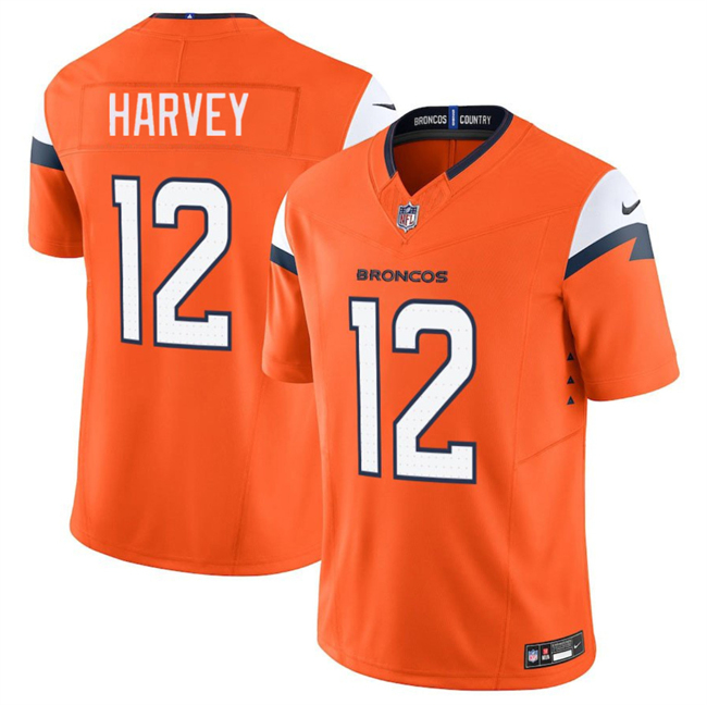 Men's Denver Broncos #12 RJ Harvey Orange 2025 F.U.S.E. Vapor Limited Stitched Football Jersey Men's Denver Broncos #12 RJ Harvey Orange 2025 F.U.S.E. Vapor Limited Stitched Football Jersey