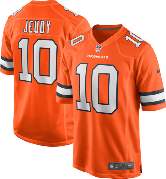 Men's Denver Broncos #10 Jerry Jeudy Orange Game Stitched Jersey Men's Denver Broncos #10 Jerry Jeudy Orange Game Stitched Jersey