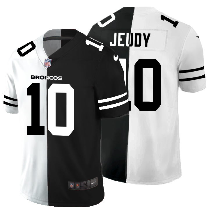 Denver Broncos #10 Jerry Jeudy Men's Black V White Peace Split Nike Vapor Untouchable Limited NFL Jersey Denver Broncos #10 Jerry Jeudy Men's Black V White Peace Split Nike Vapor Untouchable Limited NFL Jersey
