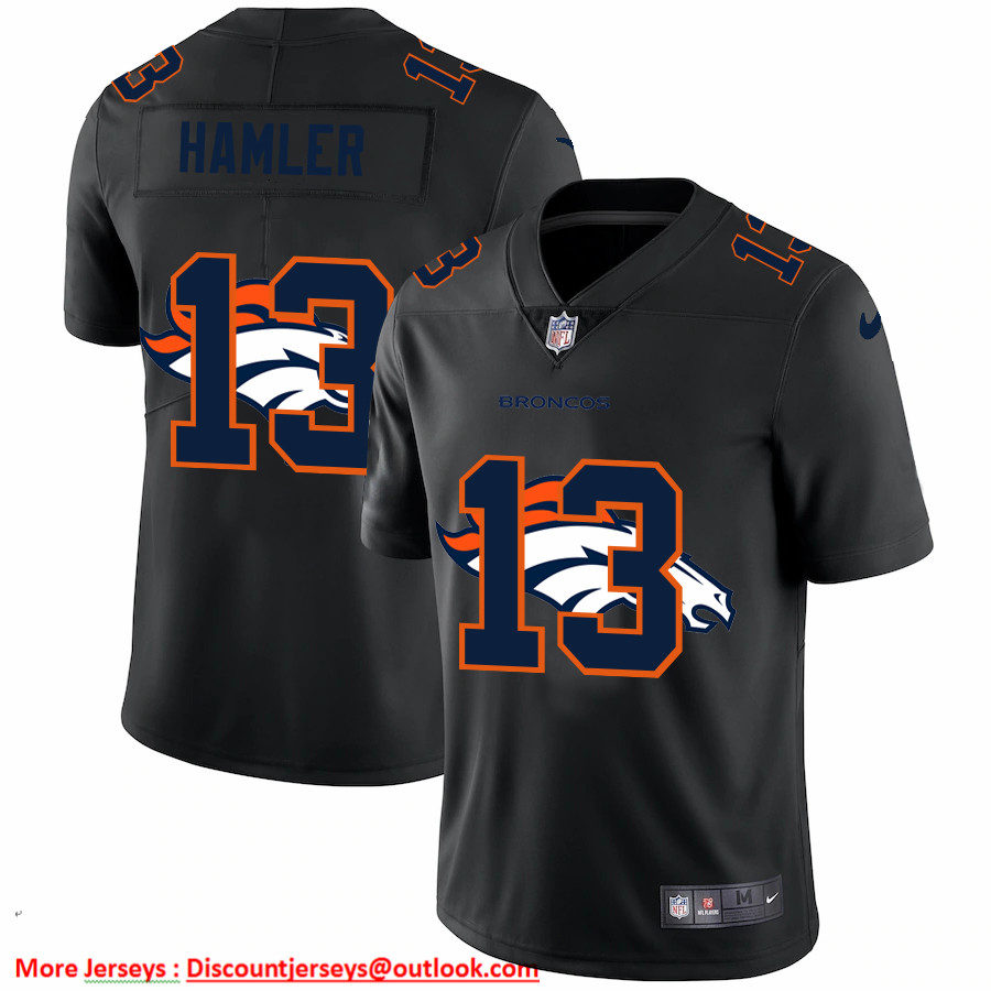 Denver Broncos #13 KJ Hamler Men's Nike Team Logo Dual Overlap Limited NFL Jersey Black