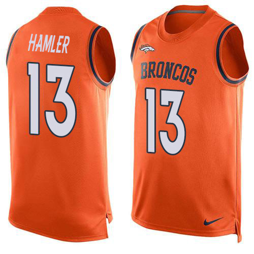 Nike Broncos #13 KJ Hamler Orange Team Color Men's Stitched NFL Limited Tank Top Jersey Nike Broncos #13 KJ Hamler Orange Team Color Men's Stitched NFL Limited Tank Top Jersey