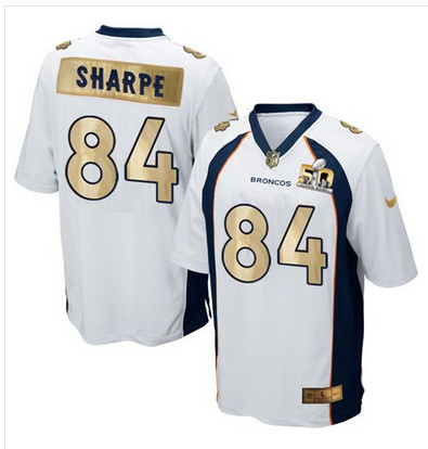 Nike Broncos #84 Shannon Sharpe White Men's Stitched NFL Game Super Bowl 50 Collection Jersey Nike Broncos #84 Shannon Sharpe White Men's Stitched NFL Game Super Bowl 50 Collection Jersey