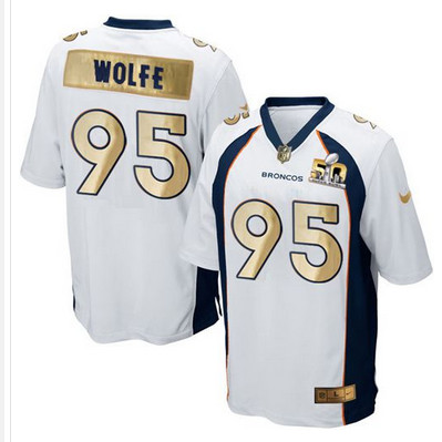 Nike Broncos #95 Derek Wolfe White Men's Stitched NFL Game Super Bowl 50 Collection Jersey